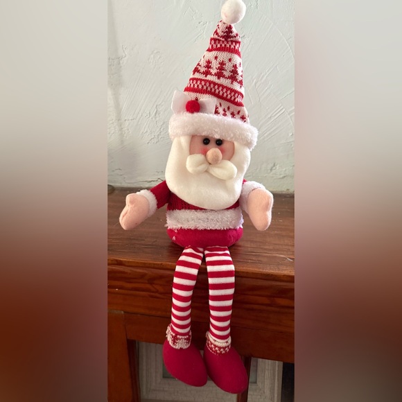Plush Beanbag Sitting Santa Claus Christmas Holiday Mantel Home Decor 21 inches - Picture 3 of 6